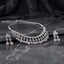 Silver Rose Pink CZ Floral Fringe Collar Necklace & Chandelier Earrings Bridal Set