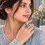 Silver Teal Blue Enamel Filigree Butterfly Statement Cocktail Ring - Adjustable