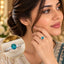 Silver Teal Blue Round CZ Five-Stone Graduated Solitaire Ring