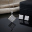 Silver-Tone Baguette & Round CZ Multi-Row Diamond Pendant & Earrings Set