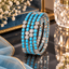 Silver-Tone Blue Accent Bangles with Round Clear Details
