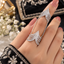 Chevron Chain-Linked Double Finger Ring