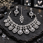 Clear Leaf Fan Fringe AD Necklace Set