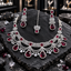Deep Red Teardrop Festoon AD Necklace Set