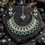 Green Teardrop Halo Fringe AD Necklace Set