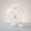 Silver-Tone Heart Pendant Necklace, Stud Earrings & Ring Set