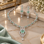 Silver-Tone Mint Green Necklace & Drop Earrings Set