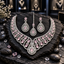 Silver-tone scalloped necklace with pink oval centres and a teardrop centrepiece, with matching earrings and chain bindia.