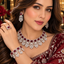 Silver-Tone Red AD Necklace, Earrings, Bracelet & Ring Set