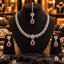 Silver-Tone Floral Leaf Teardrop Necklace Set