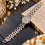 Zircon Watch-Style Bracelet with Rectangular Links