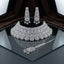 Silver White Polki CZ Grand Medallion Bib Choker, Chandelier Earrings & Maang Tikka Bridal Set