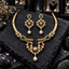 South Indian-Style Green Oval & Pearl-Look Necklace Set