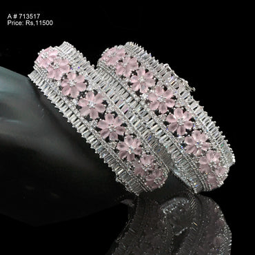 Mint Pink Silver Bangles - Designer's Destiny 