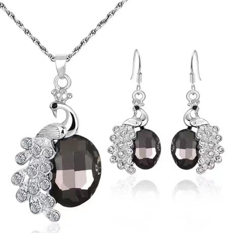 Bride Weddding Necklace Pendant Chain  Peacock Necklaces Earring
